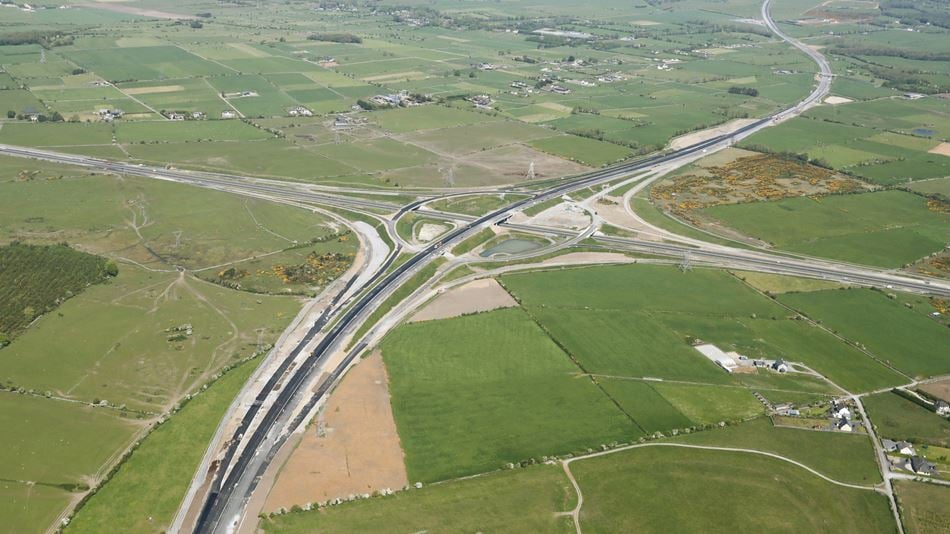 Aerial view of the Rathmorrissey junction on the M17/M18 motorway.