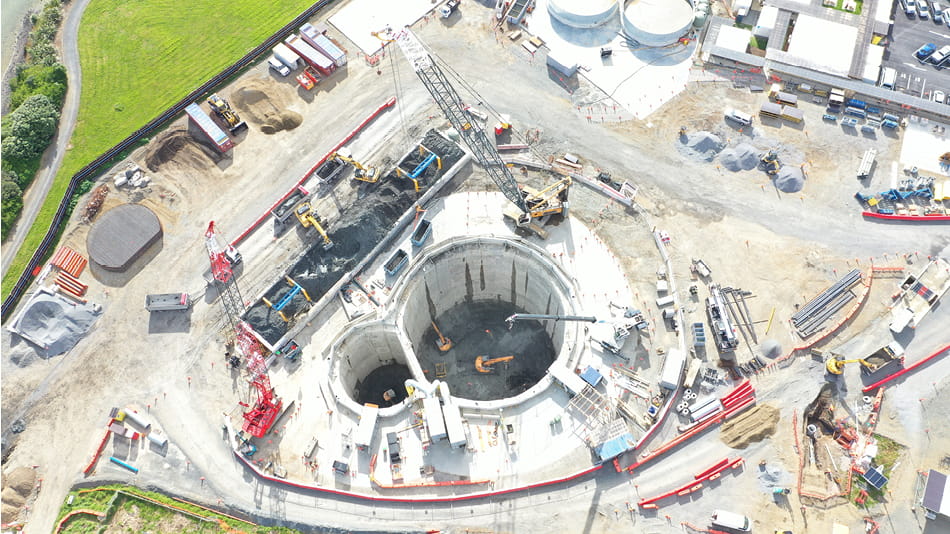 Aerial image of excavation site for Central Interceptor, Auckland