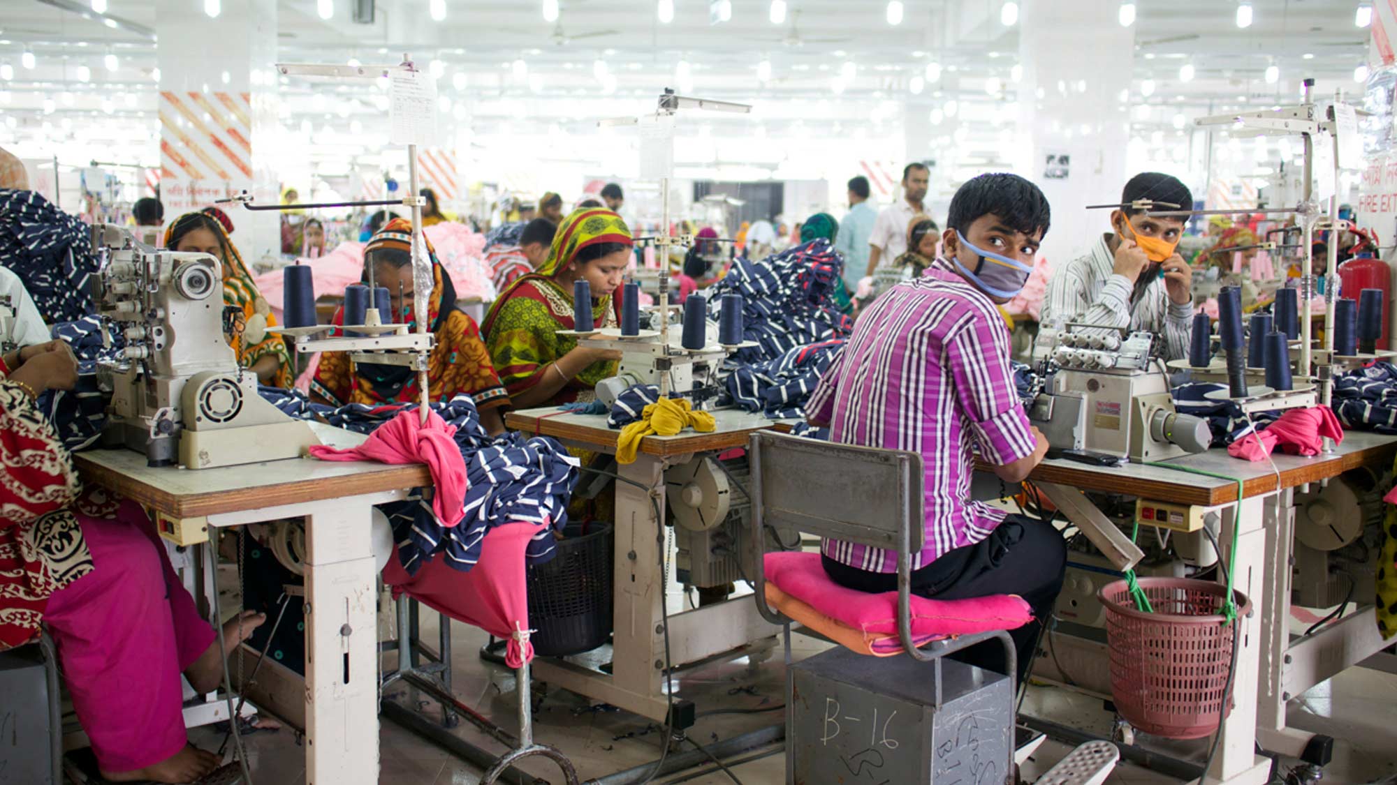 Workers in a textile factory