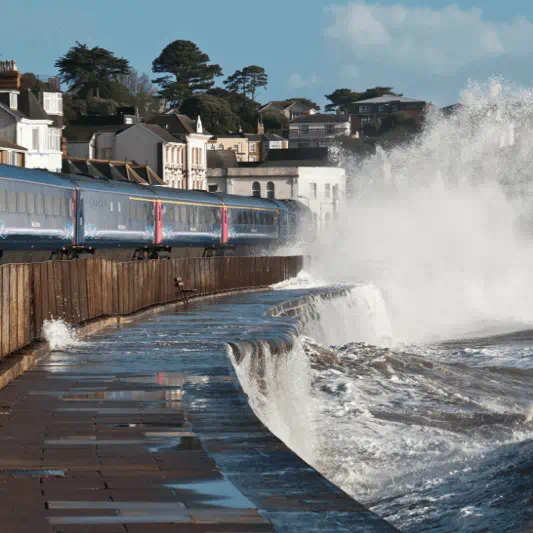 Waves crash into the railway at Dawlish - climate change will present ever greater challenges to our infrastructure
