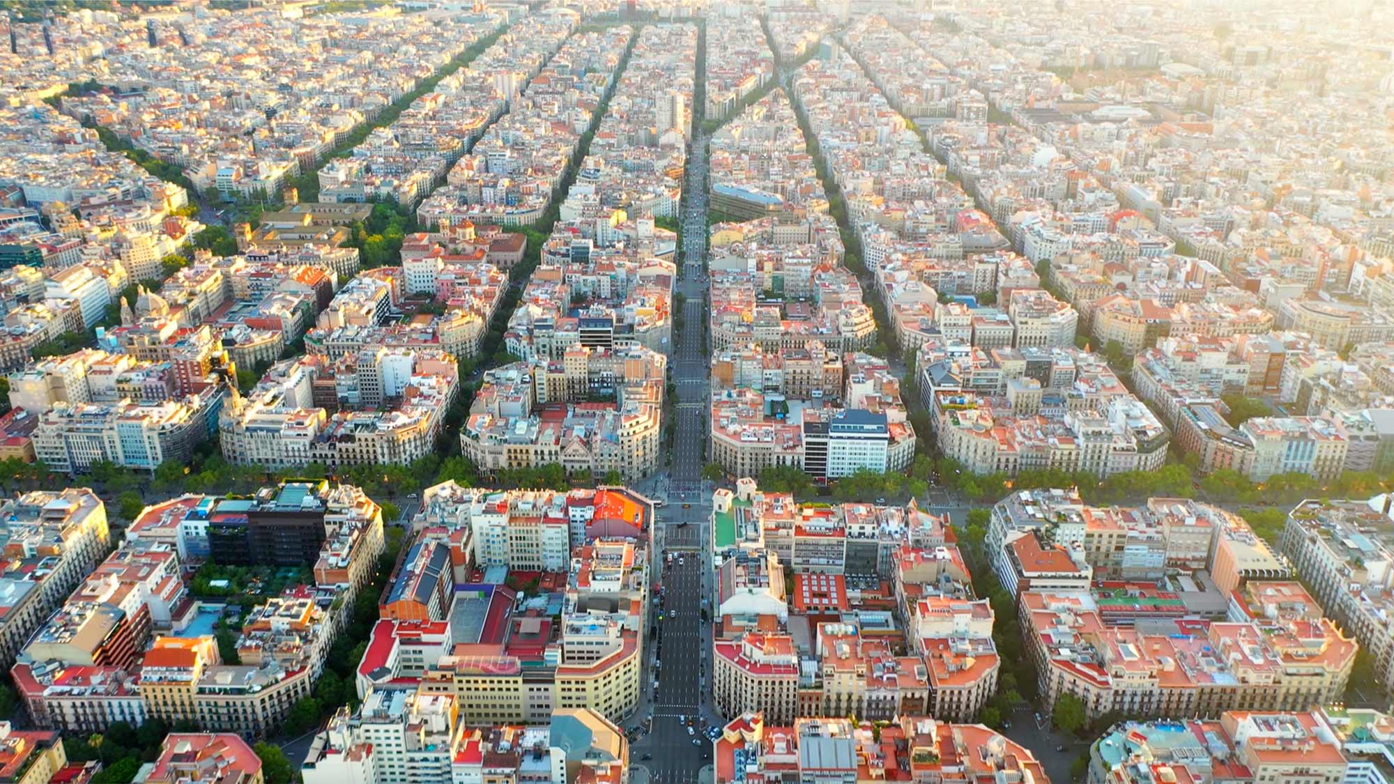 Aerial view of Barcelona - Arup can help with planning and funding across the city realm