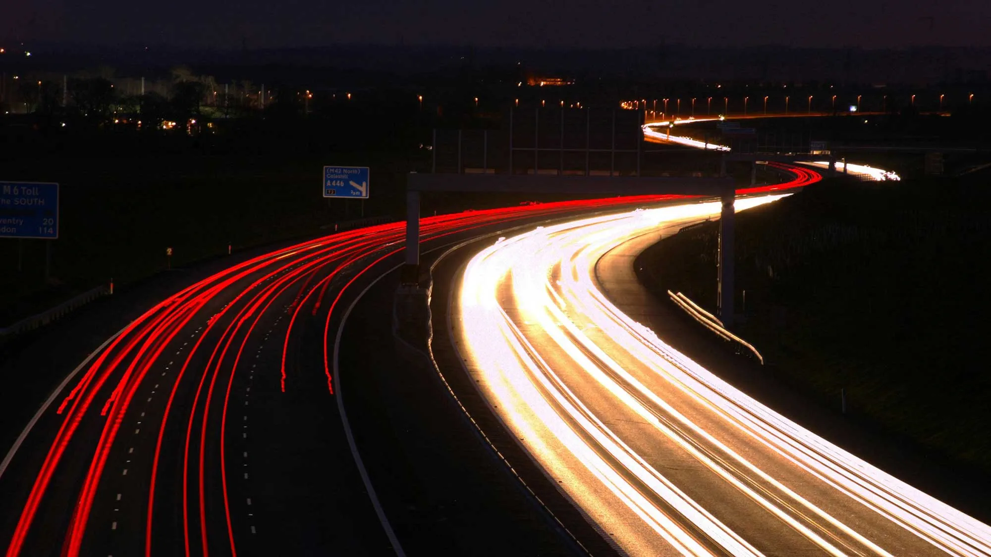 M6 toll Birmingham at night