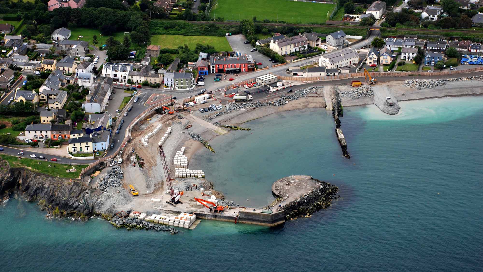 Aerial view of Greystones Harbour