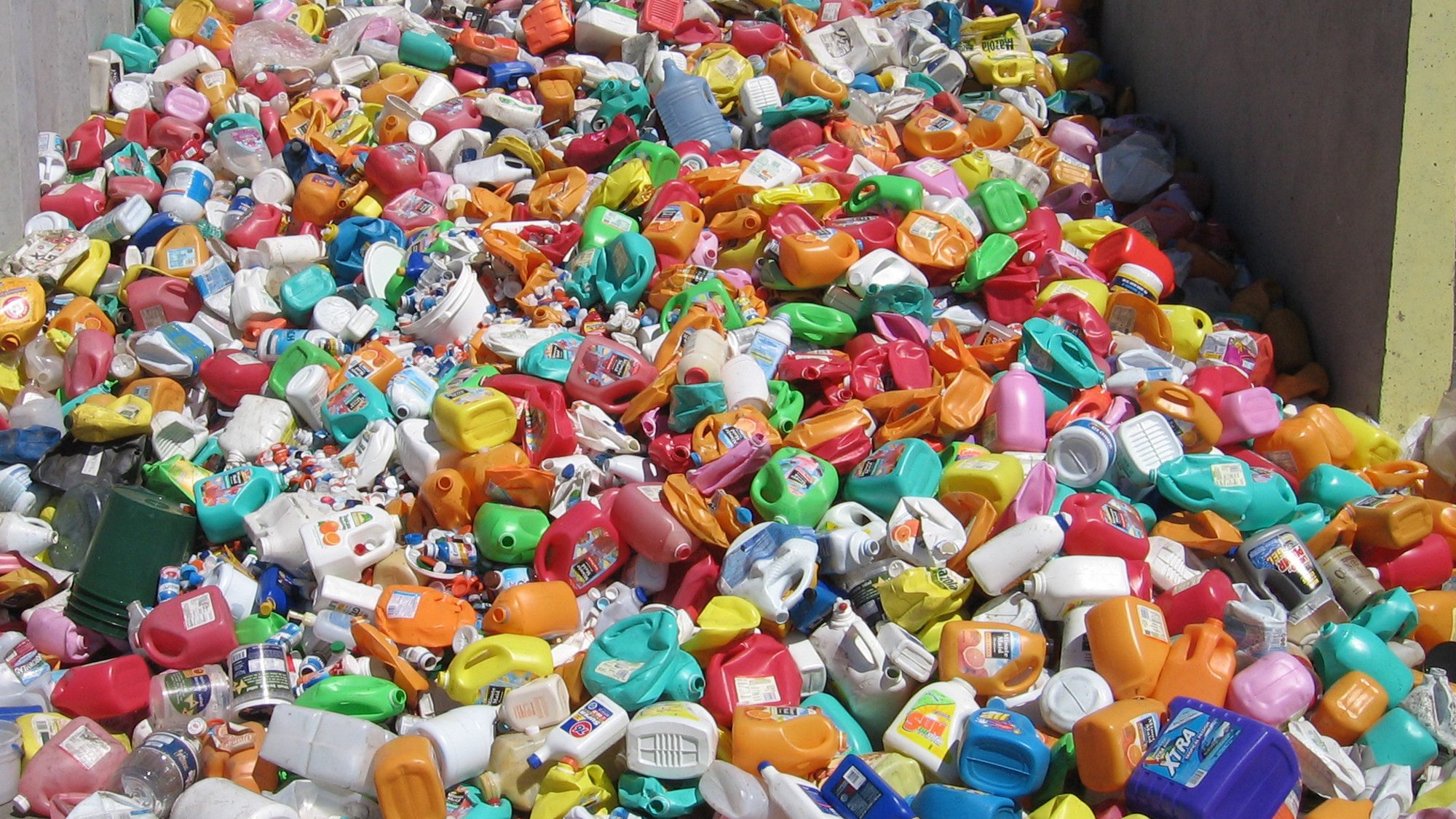 Plastic containers at a landfill site