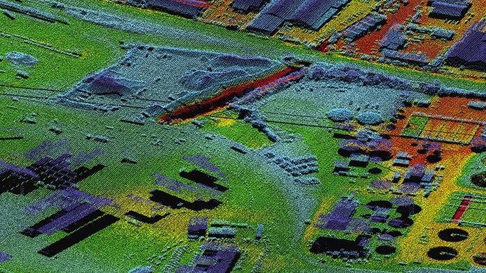 A digital image of an aerial view of a landscape