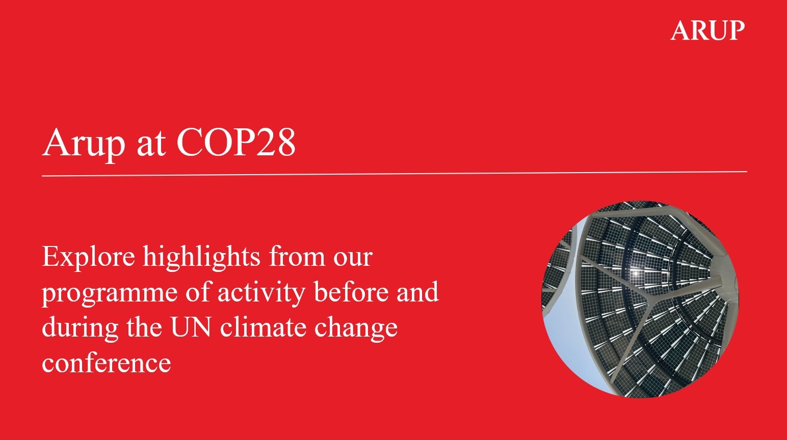 Arup's COP28 programme information card