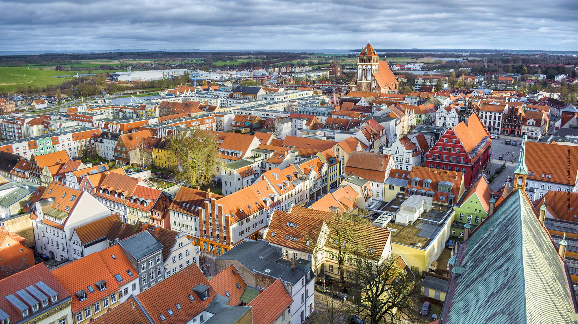 View over the town of Greifswald