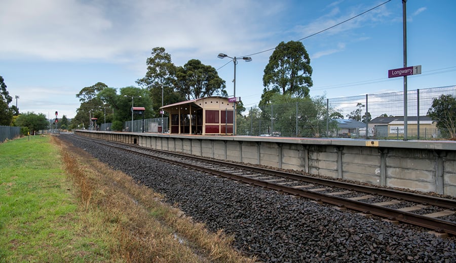 Train station and platform, Longwarry, Victoria, Australia