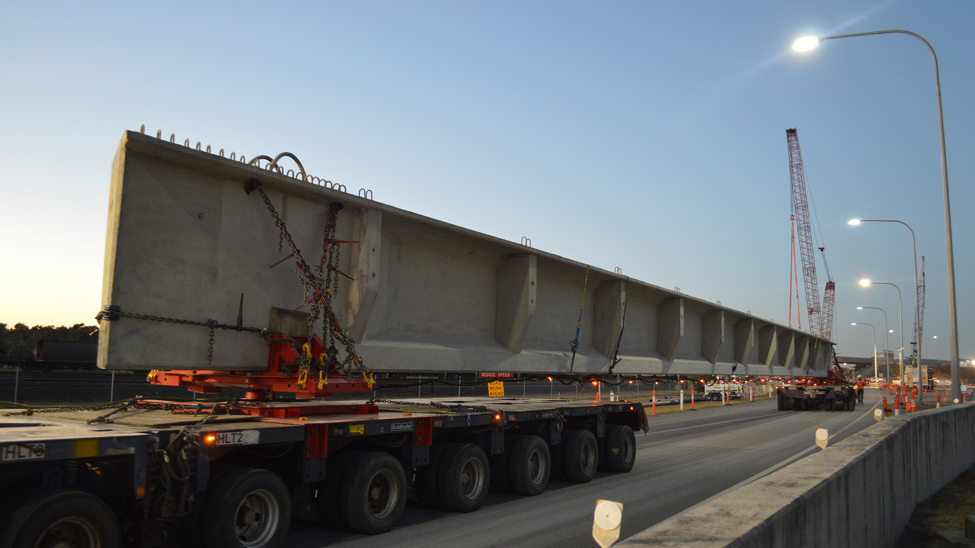 One of the super girders being transported to the Port of Brisbane