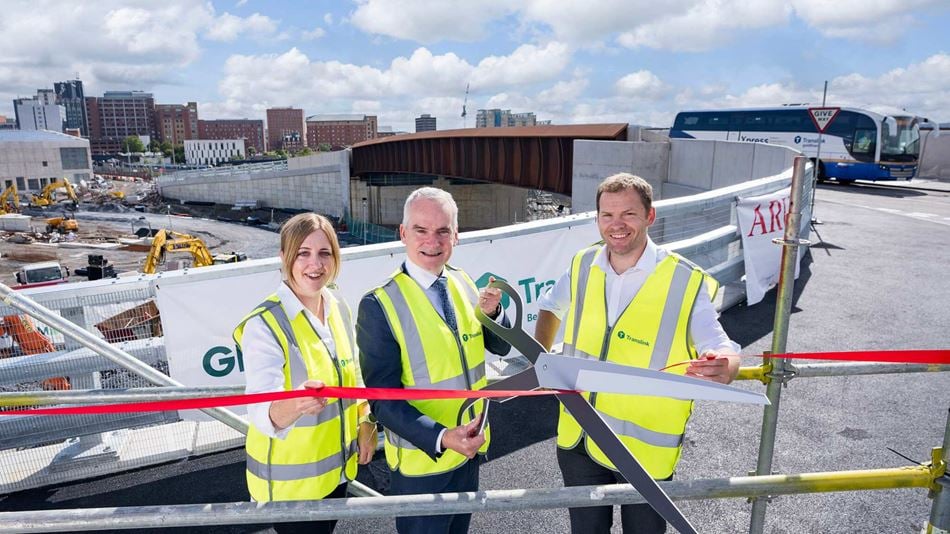 Arup, Translink and GRAHAM team members at Busway Bridge Opening in Belfast