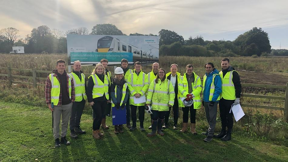 The Arup, AHR and Siemens Mobility project team on site in Goole, Yorkshire