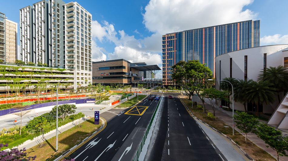 Street view of the Paya Lebar precinct, Singapore, in daytime