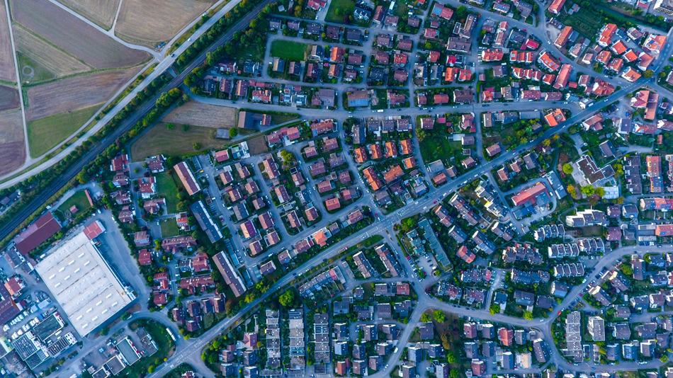 Aerial view of houses