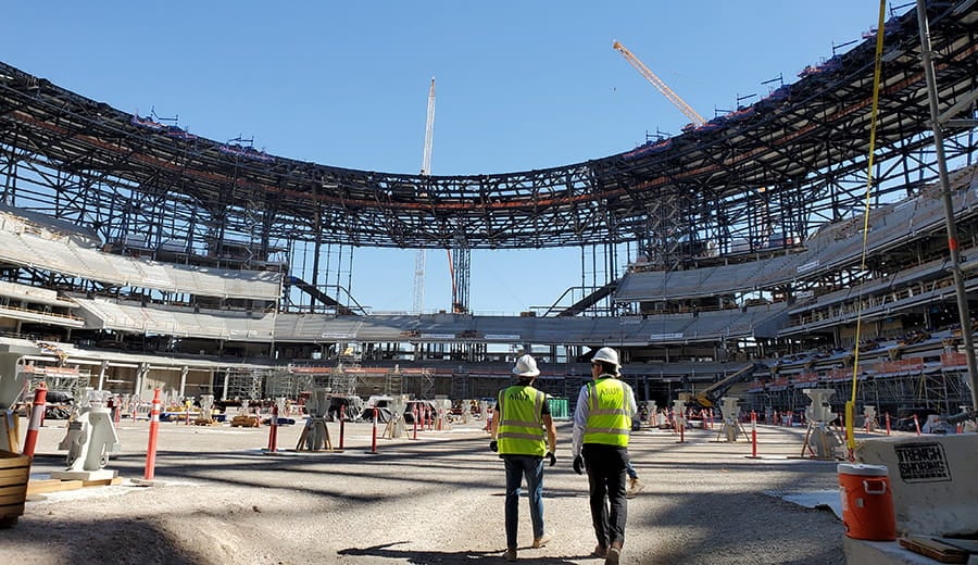 The new Las Vegas Stadium under construction