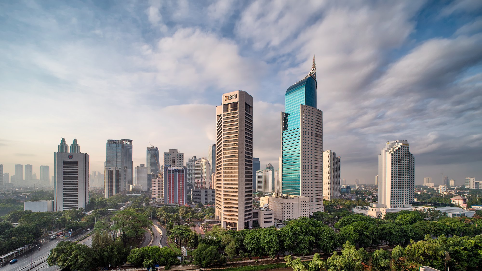 Skyline view of Jakarta city, Indonesia at day time