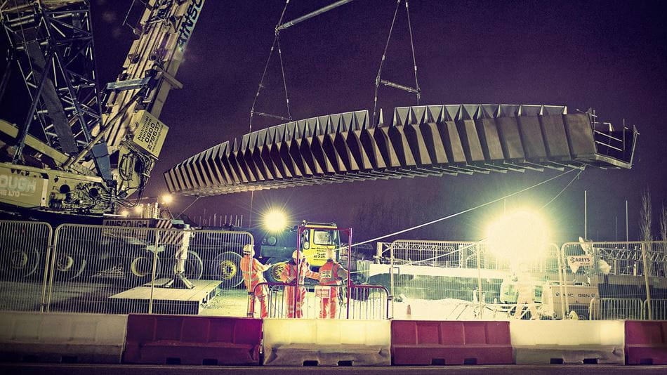 Footbridge in construction