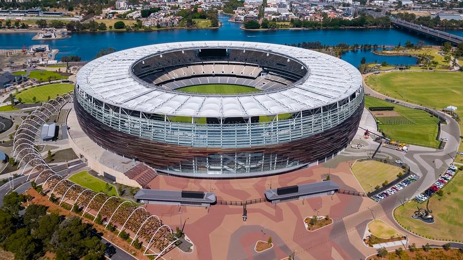 Aerial view of Optus Stadium © Sky Perth