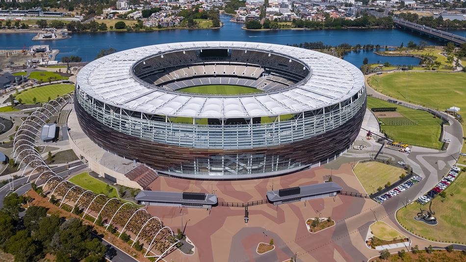 Aerial view of Optus Stadium © Sky Perth