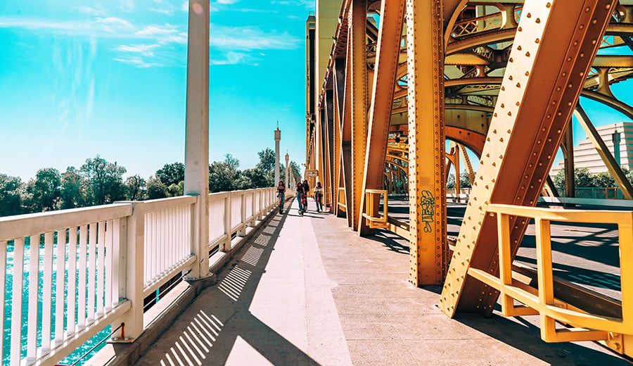 Sacramento waterfront bridge