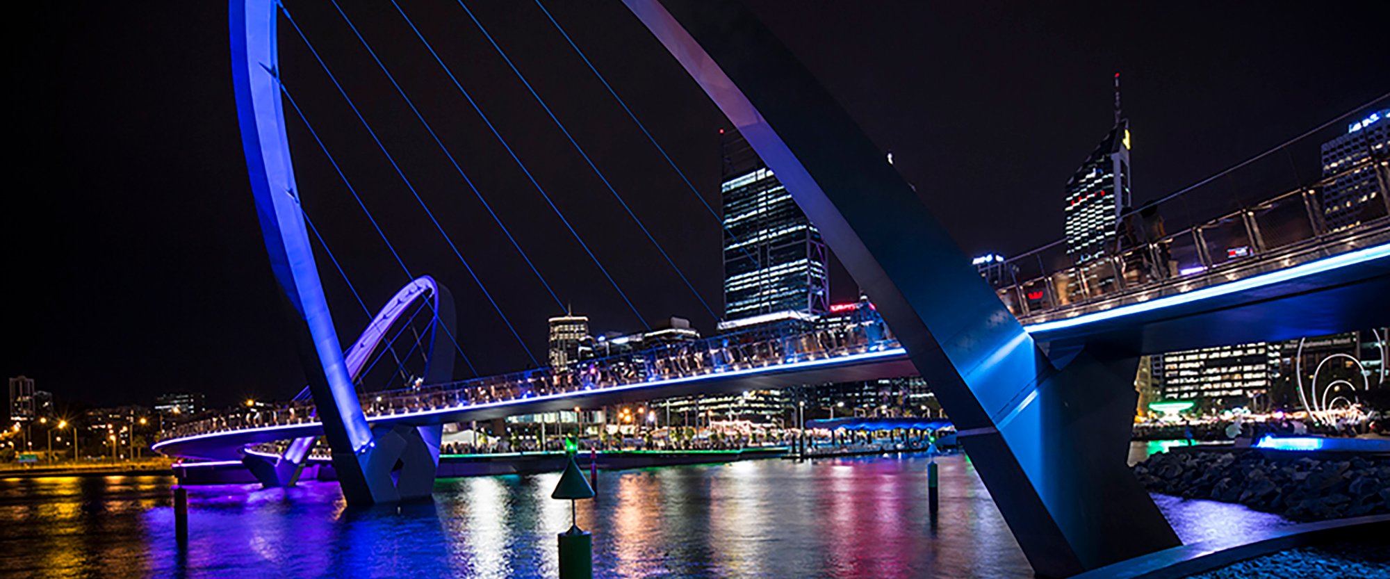 Elizabeth Quay bridge at night time
