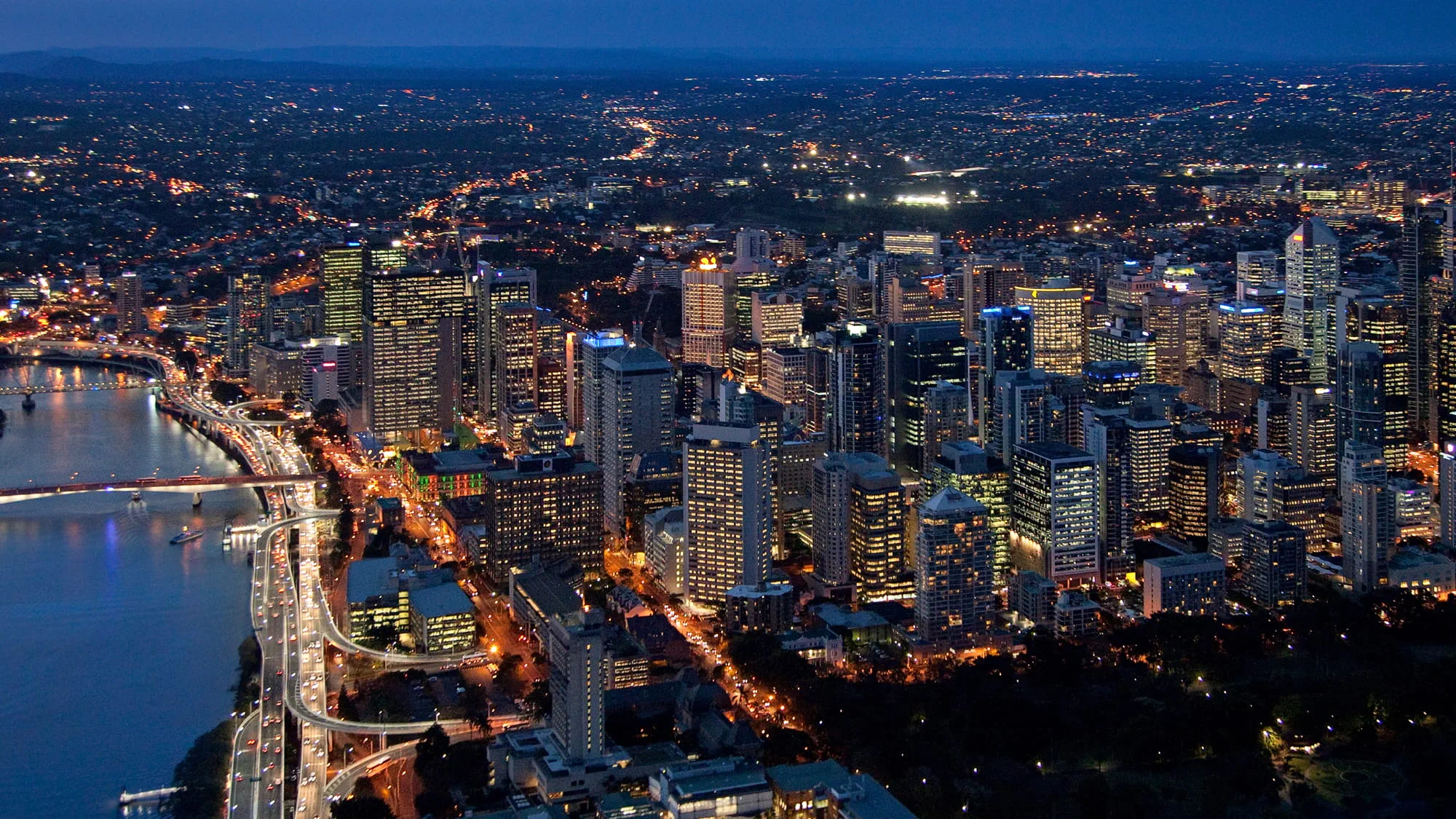 Aerial view of Brisbane.