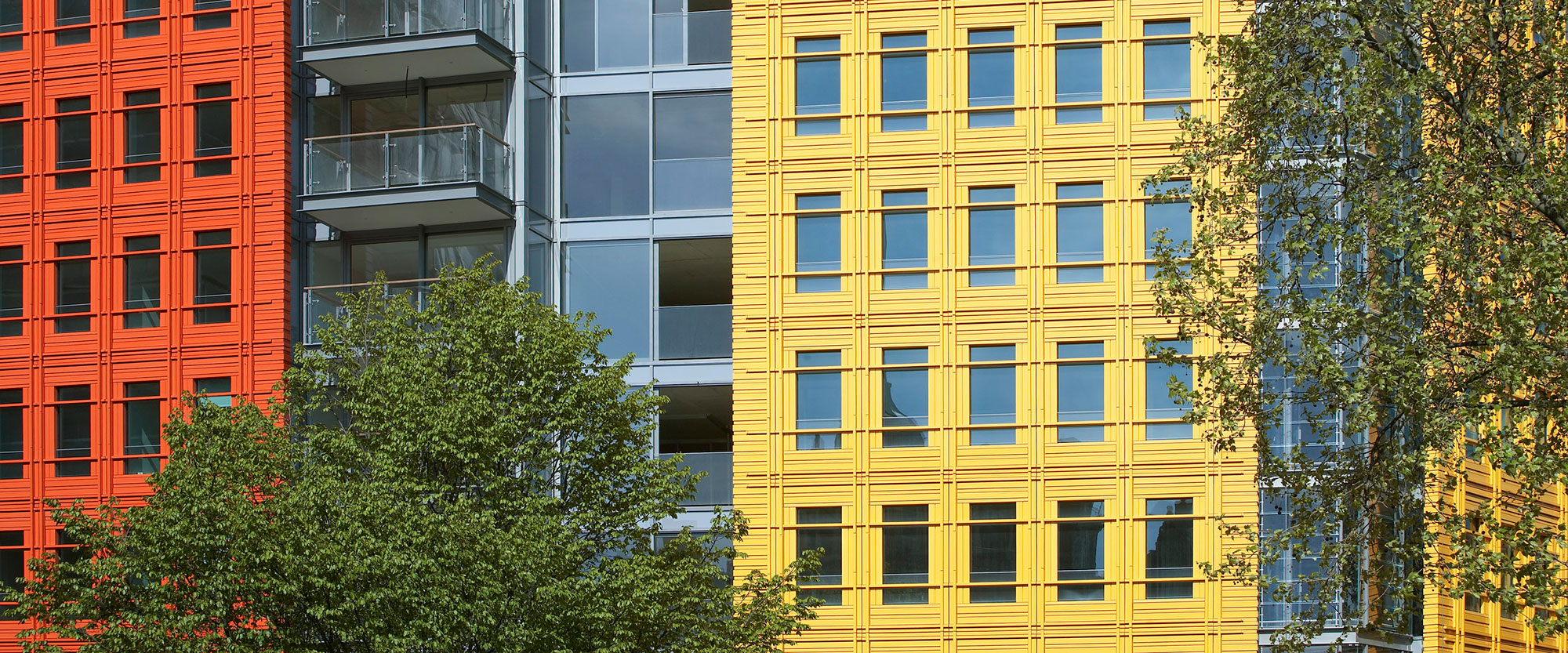 Colourful building facades