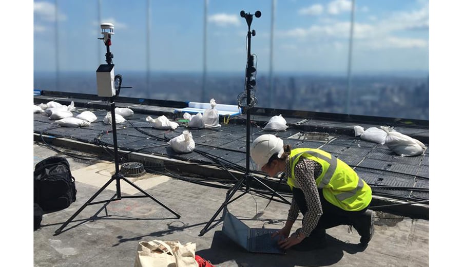 Taking rooftop measurements in New York City