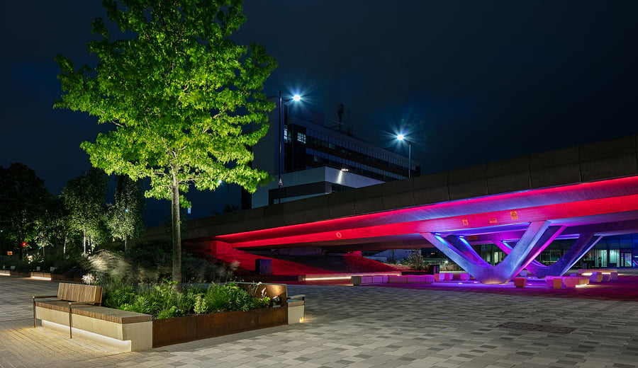 Night lighting design on bridge and walk ways in  public space