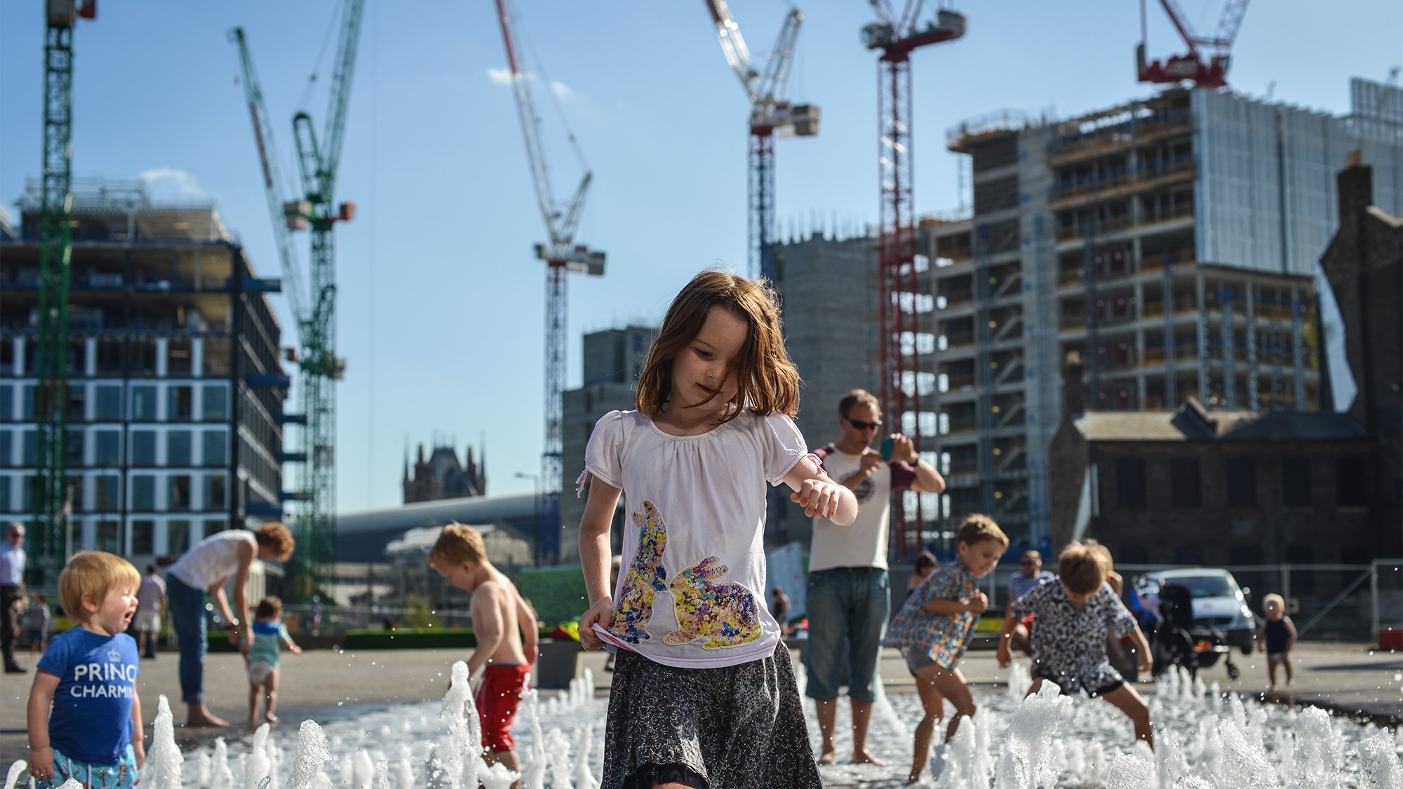 A child playing in Granary Square, Kings Cross. Photo: Phil Rogers