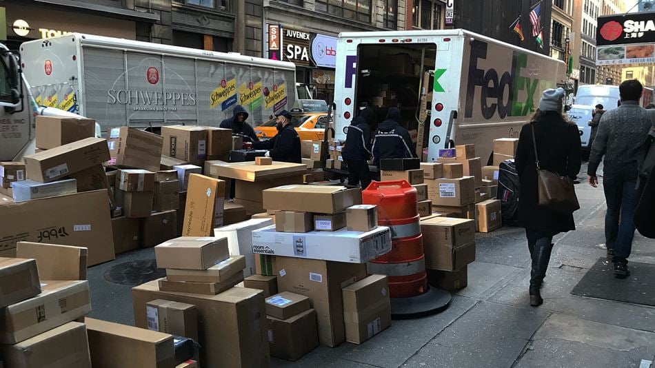 Packages crowding the street