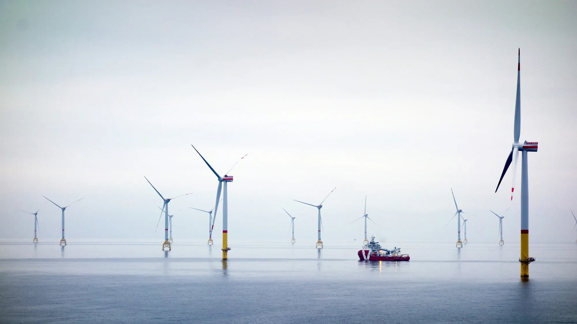 Offshore wind turbines in the ocean