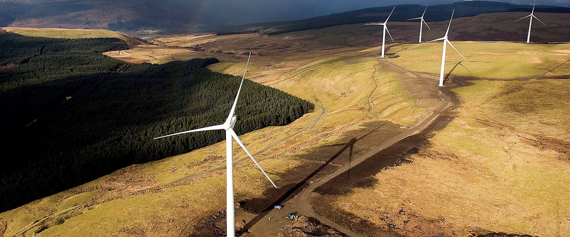 Wind turbines on a wind farm in Wales