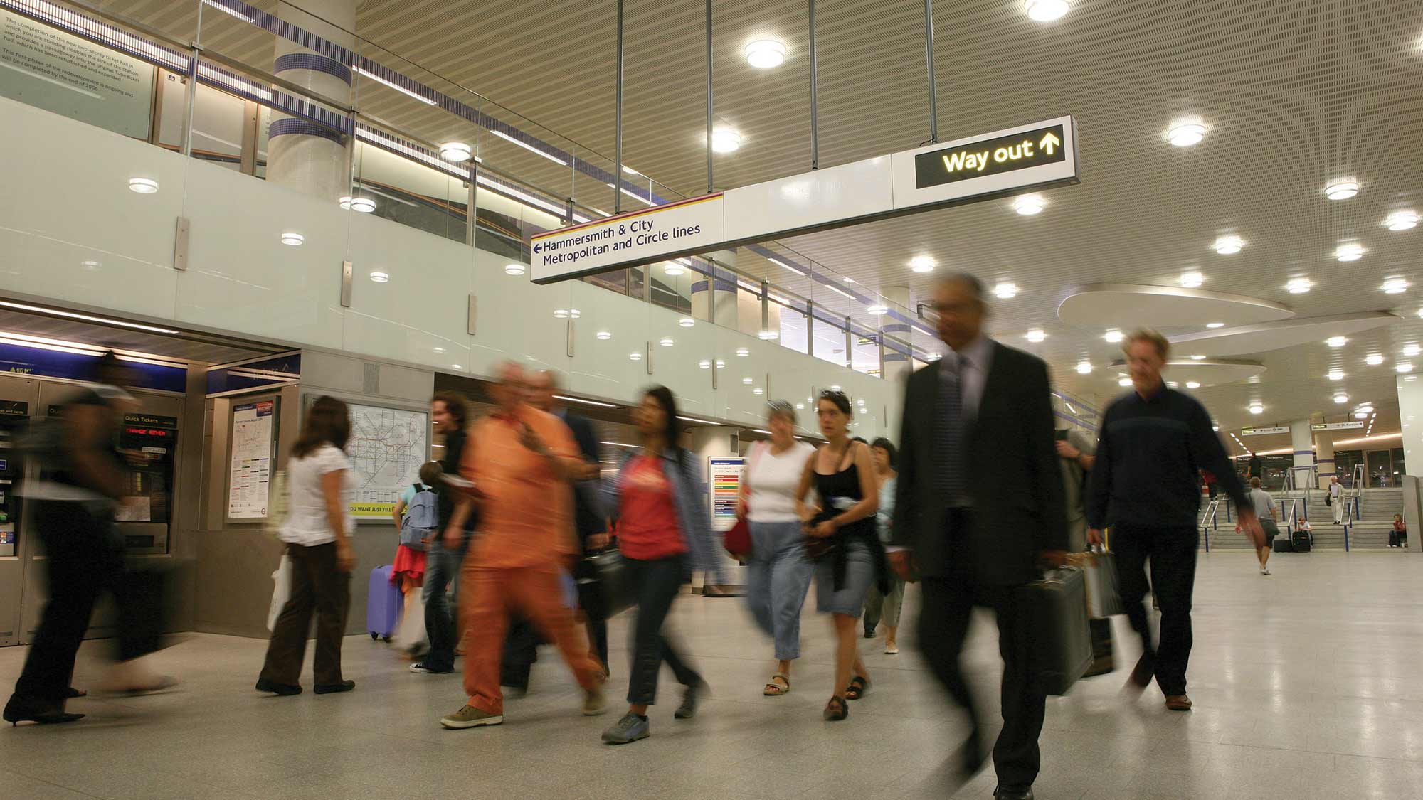 Passengers at Kings Cross underground station