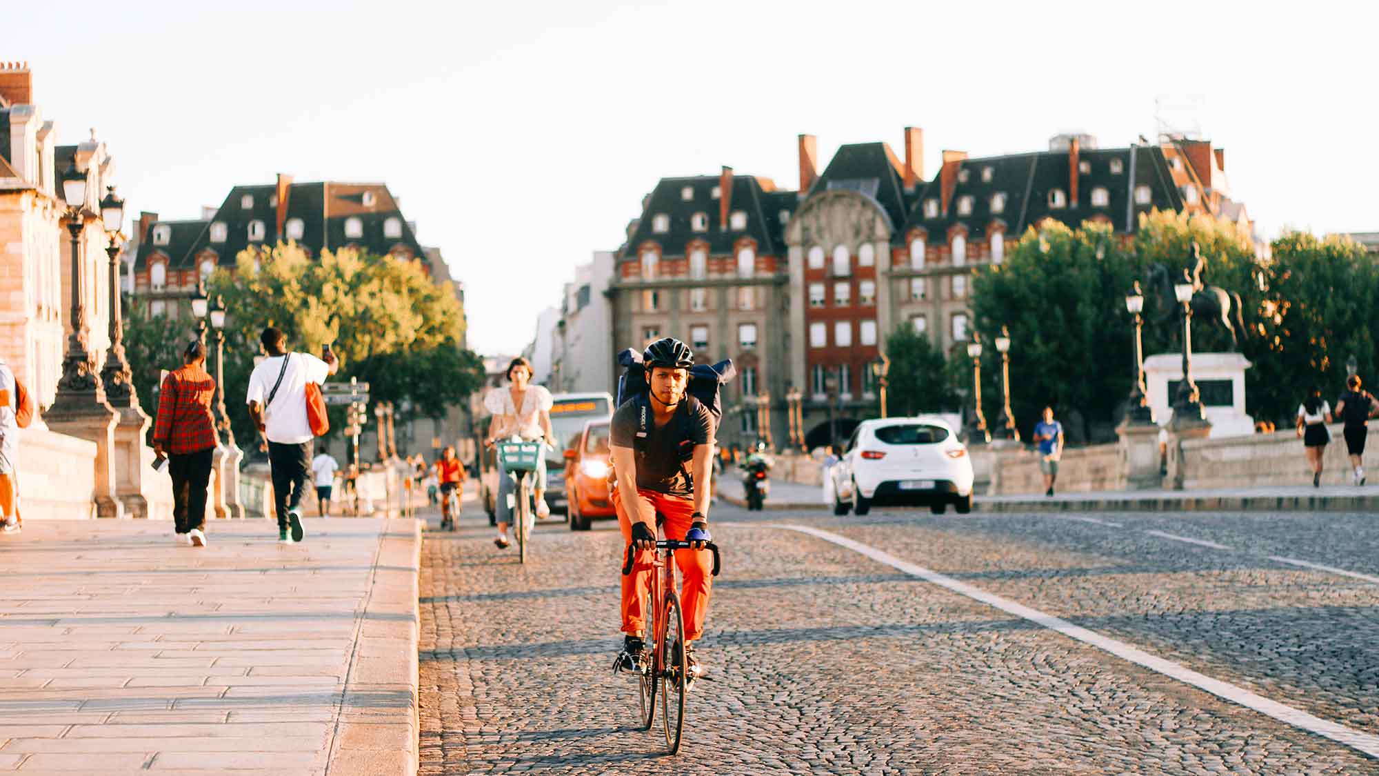 Man cycling in Paris