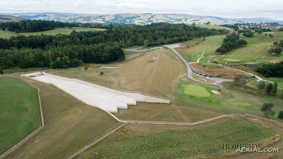 Aerial view of Skipton flood defence scheme