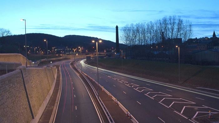 The A650 Bingley Relief Road, 5km of dual lane relief. Works include design of two viaducts, a cable stayed footbridge, and significant environmental & ground water issues. Photo: Paul White Photography