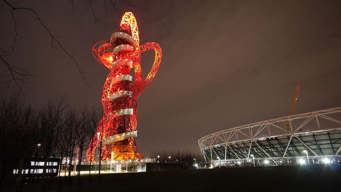 ArcelorMittal Orbit is 114m tall with observation decks at 80m and 85m above ground, giving outstanding panoramic views of all London
