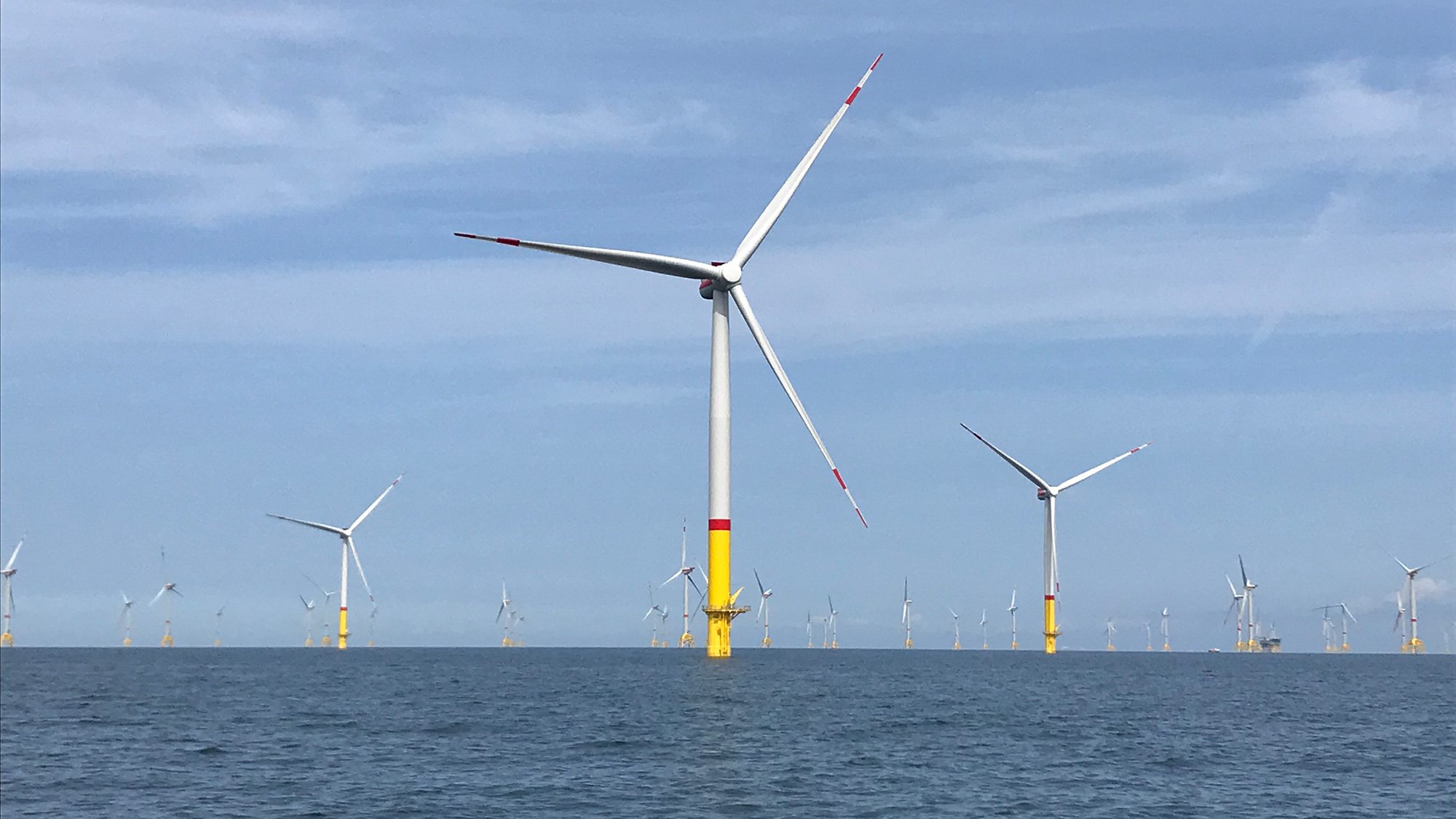 Wind turbines of the Arkona offshore wind farm in the Baltic Sea