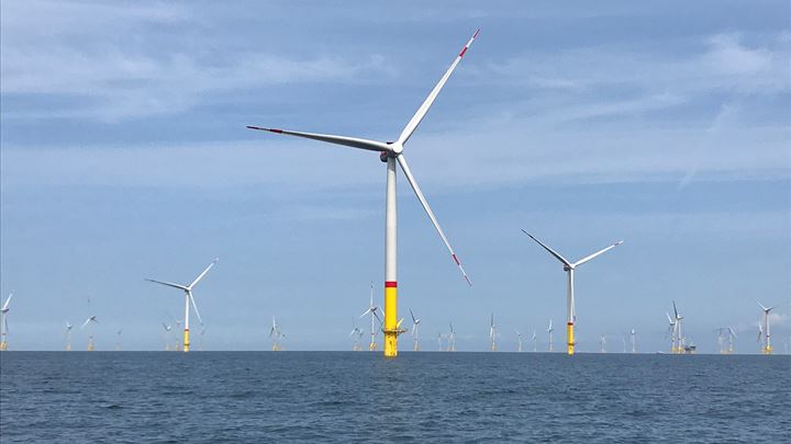 Wind turbines of the Arkona offshore wind farm in the Baltic Sea