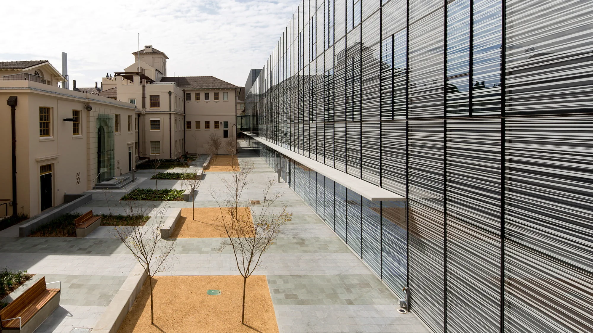 Exterior and courtyard of the nanoscale research centre building and adjacent buildings