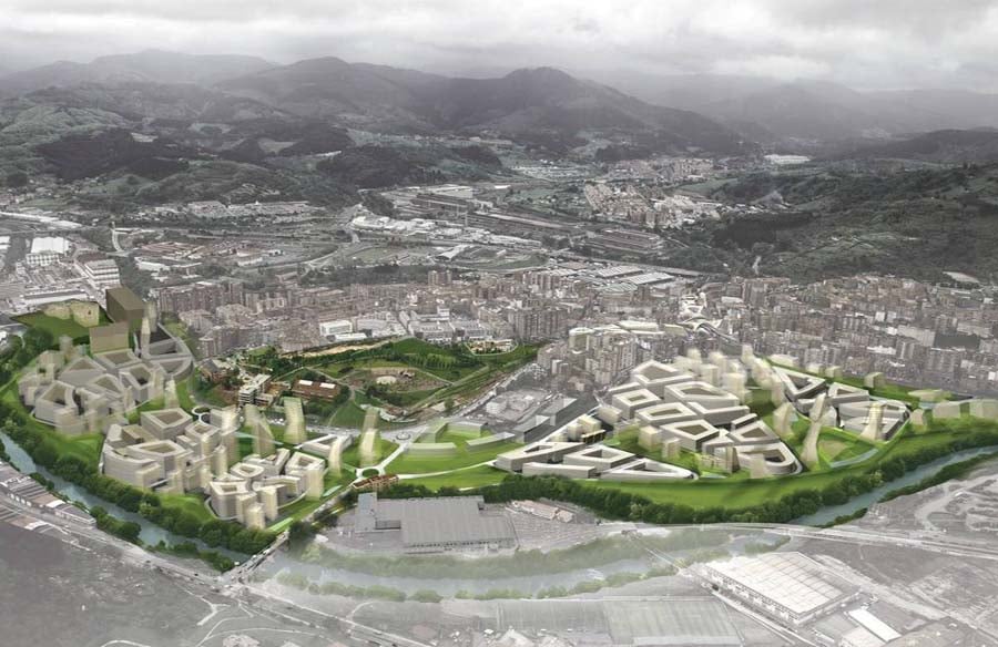 The masterplan focuses on rejuvenation of industrial land in Bilbao and integration into the rail infrastructure. 
