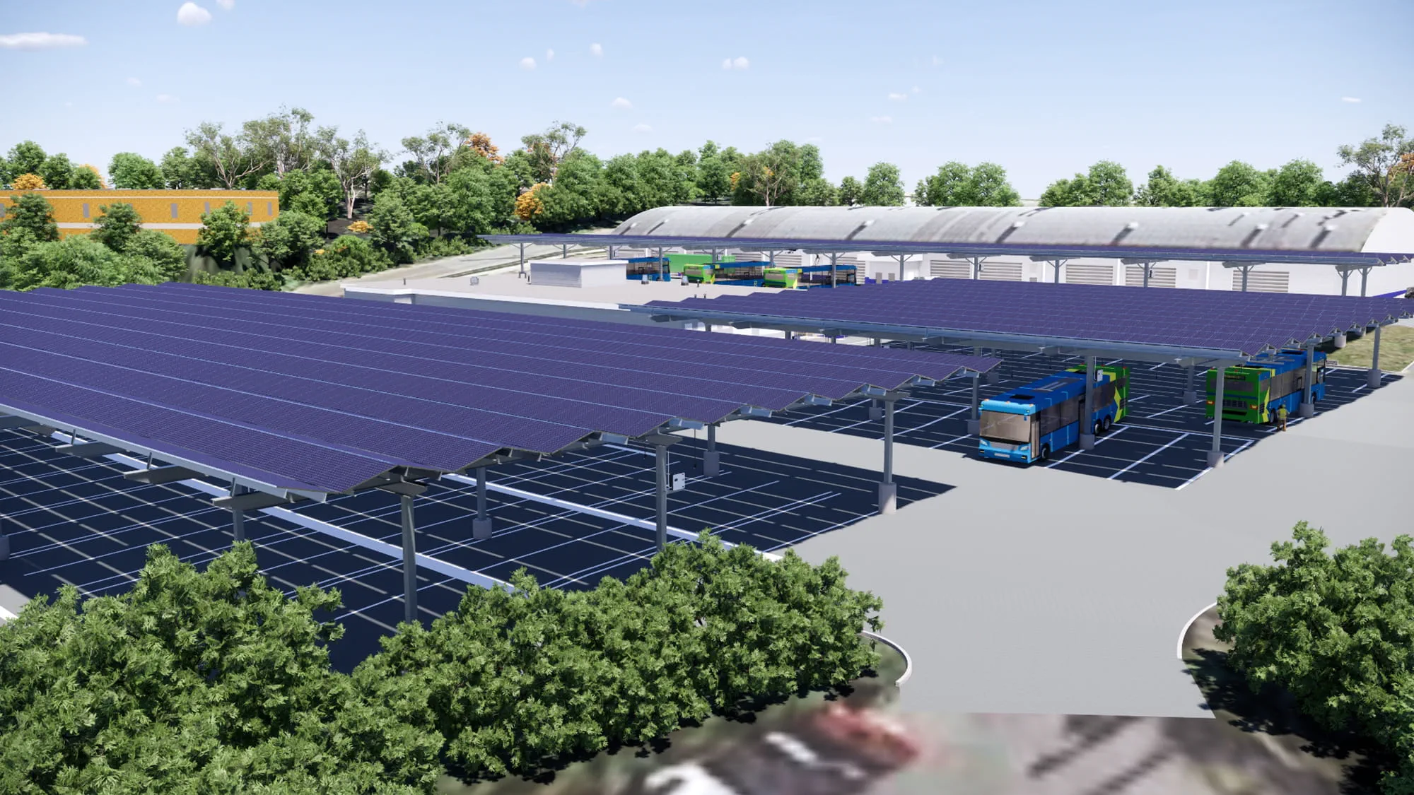 Brookville Smart Energy Bus Depot aerial view