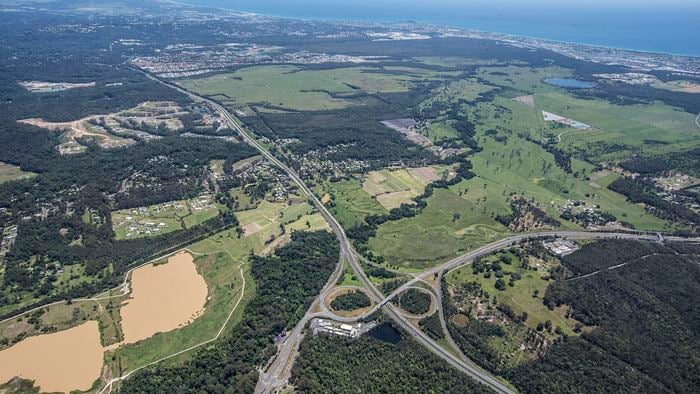 Aerial view of Bruce Highway before construction