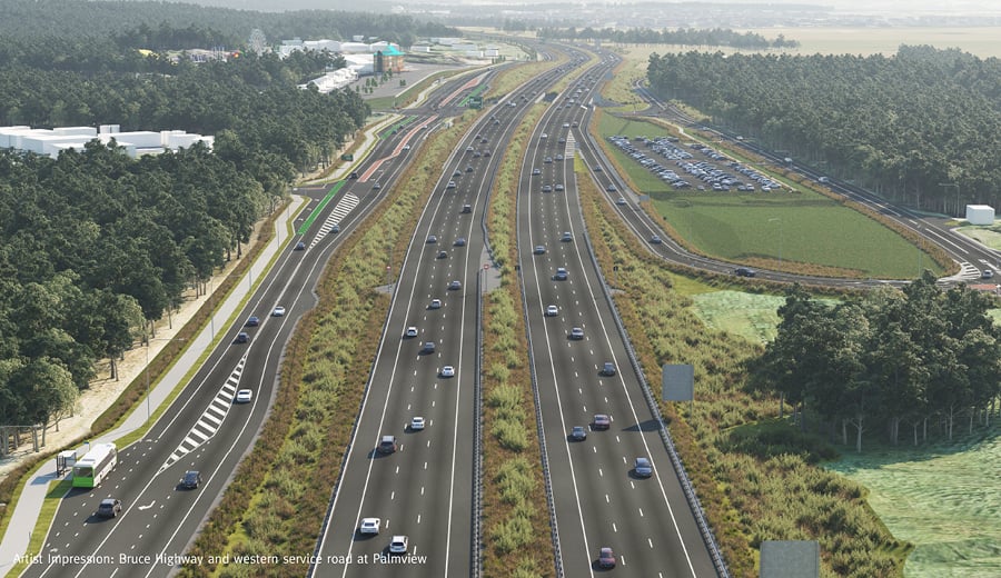 Artist impression of a major highway with three lanes