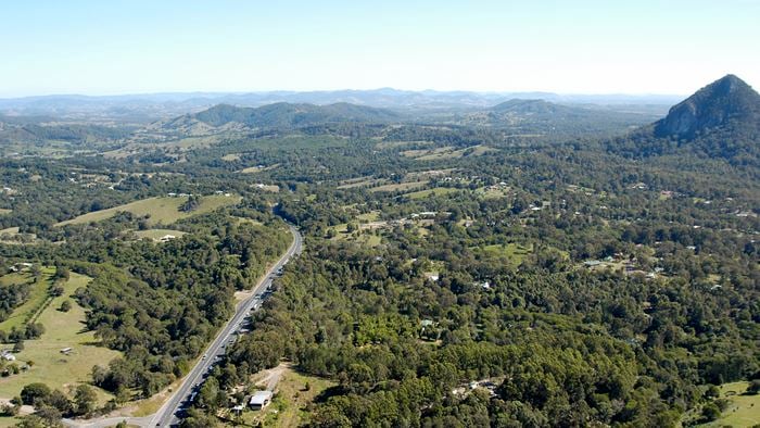 Aerial view of the Cooroy to Curra section of the Bruce Highway
