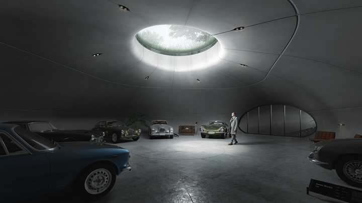 Vintage Aston Martin showroom