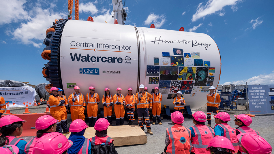 Watercare team unveiling the tunnel boring machine in Auckland