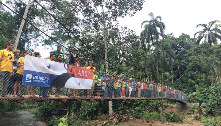 The 46m suspension footbridge in Ciricito, rural Panama 2014. Image: Arup