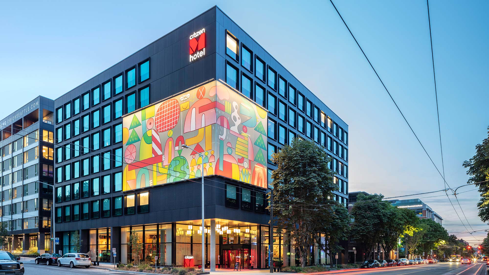 Exterior image of the citizenM hotel in Seattle