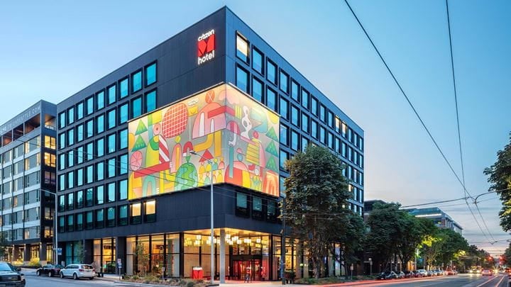 Exterior image of the citizenM hotel in Seattle
